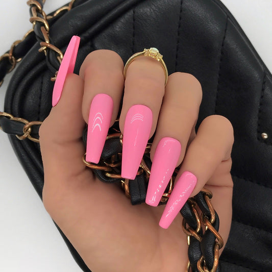 Pink press-on nails